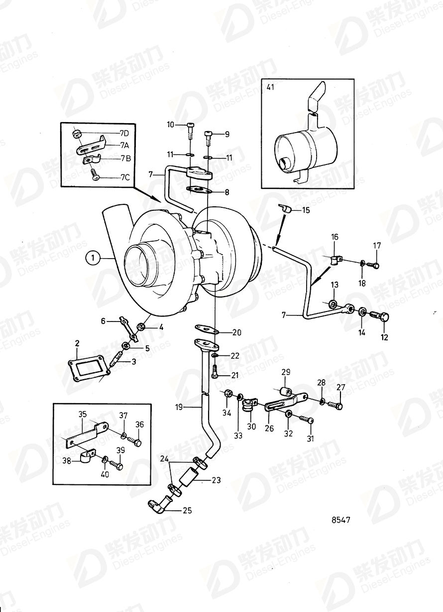 VOLVO Turbocharger, turbo 3802017 Drawing